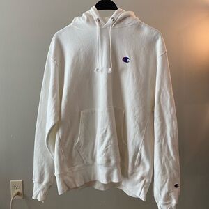 Champion Men's Reverse Weave Hoodie Pullover Sweatshirt Heavyweight White L